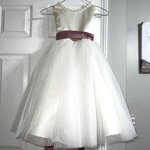 Tulle ivory off white flower girl dress